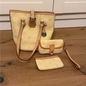 Vintage Dooney & Bourke yellow polka dot set